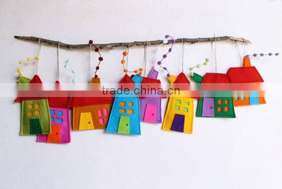 House ornaments Decoration Set of eight Felt House for wall hanging