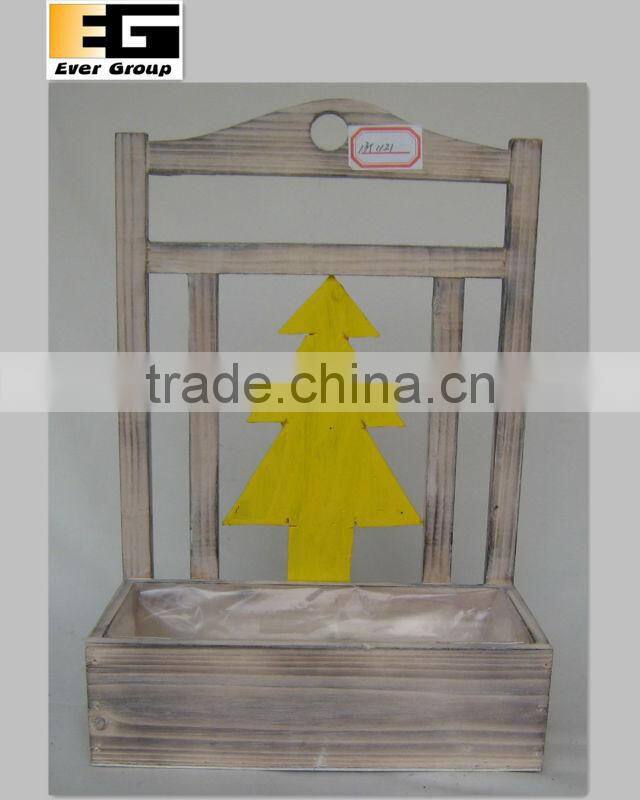 rectangular antique wood hanging planter