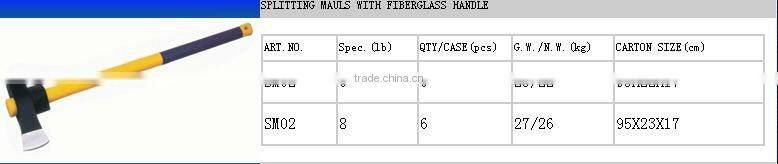 axe with fiberglass handle,A613,800G,carbon steel