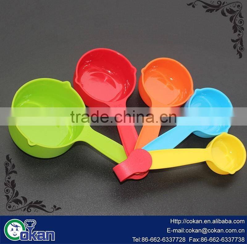 CK-S043 5Pcs Rainbow Plastic Measuring Spoons Cups Tools Set For Baking Cooking Plastic measuring spoon set / measuring cup