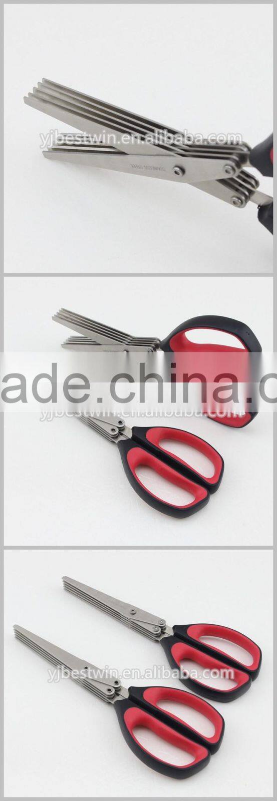 Red And Black Soft Handle Five Blades Scissors Kitchen Shears Best For Kitchen Garden