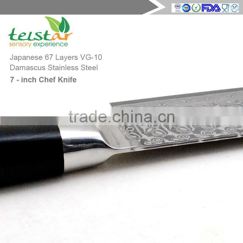 2017 hot style of new products Damascus Steel knife 7 inches santoku knife for Japan VG10 steel 67 layer