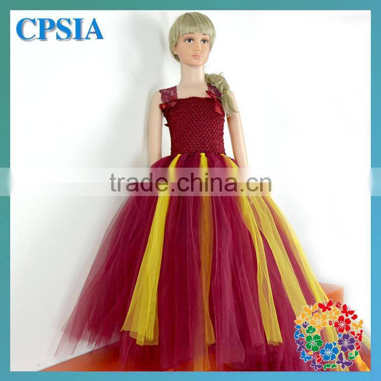 Fancy Formal Scarlet Color Tulle Dresses For Baby Girls Wedding Dress Birthday Tutu Dress For Baby Girl with Crochet Top