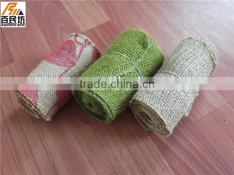 burlap ribbon green color 5'' wide,10 yards long ,decoration in party