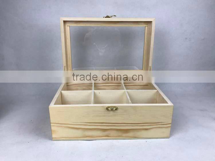 custom luxury finish bamboo/wooden tea box with 8 compartments