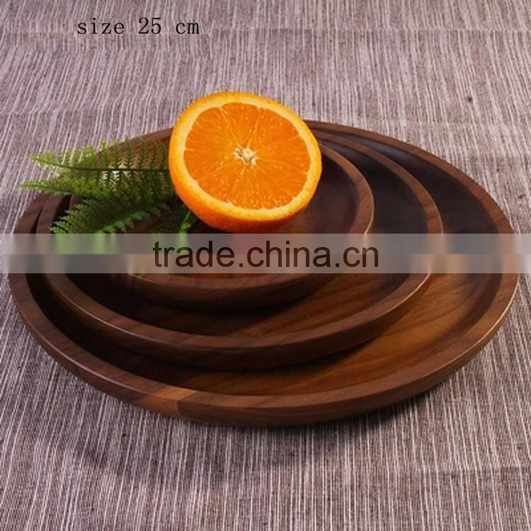 Wonderful finish lovely FSC dinner plate custom wood plate food round wooden plate
