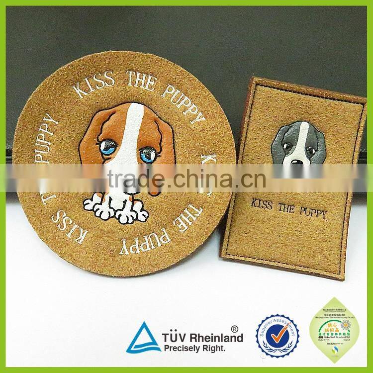 Customized embossed printed PU Leather Label badge patch