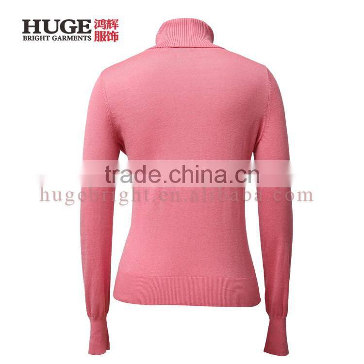 Long sleeve pink cashmere sweater for women