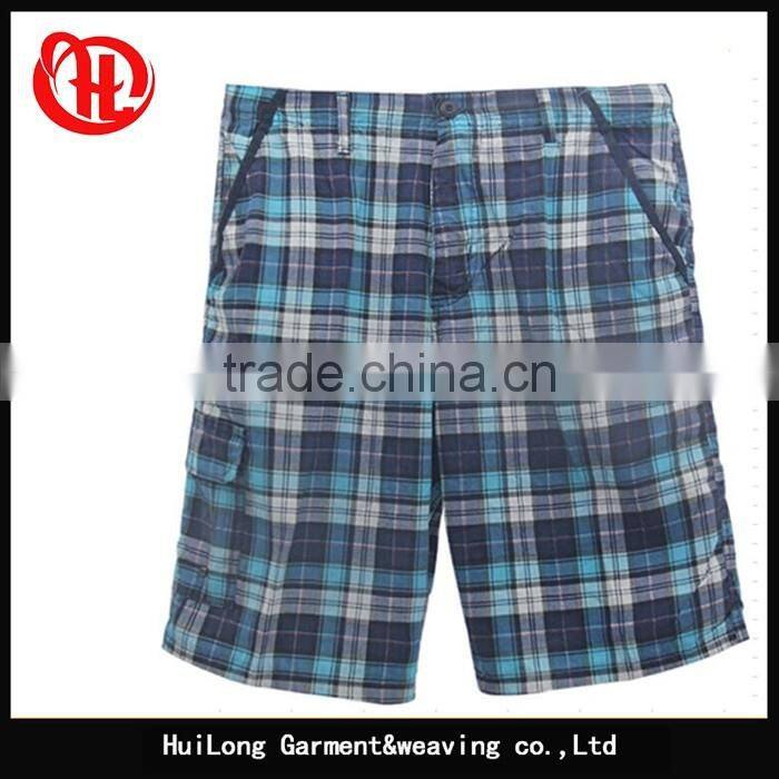 wholesale short pants plus size washed plaid men's shorts