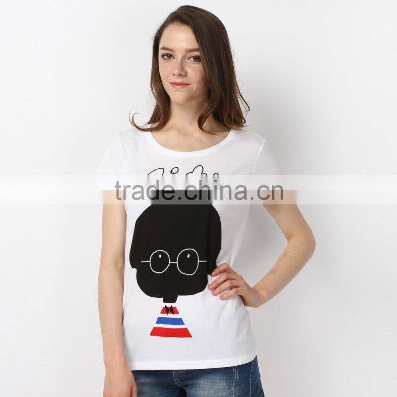 printed 100%cotton short sleeve women T-shirt wholesale