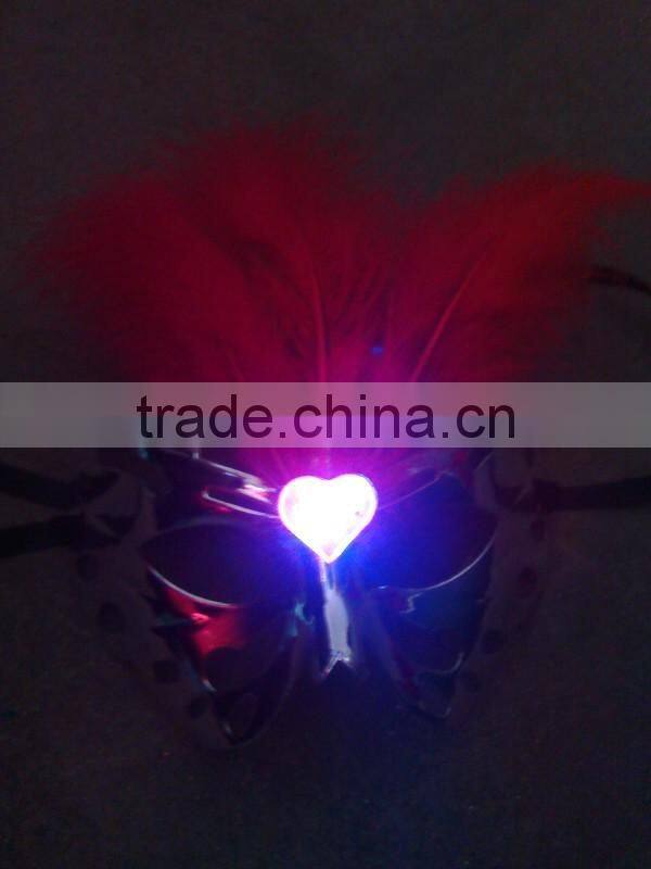 2014 wholesale feather led flashing light party masks