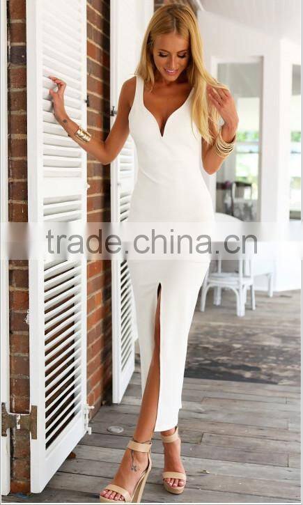 new arrival bodycon ladies white dress Evening gown