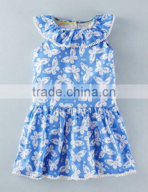 Summer 100% Cotton Bbay Girl Dresses Children Round Neck Sleeveless Dress Boutique Girl Clothing