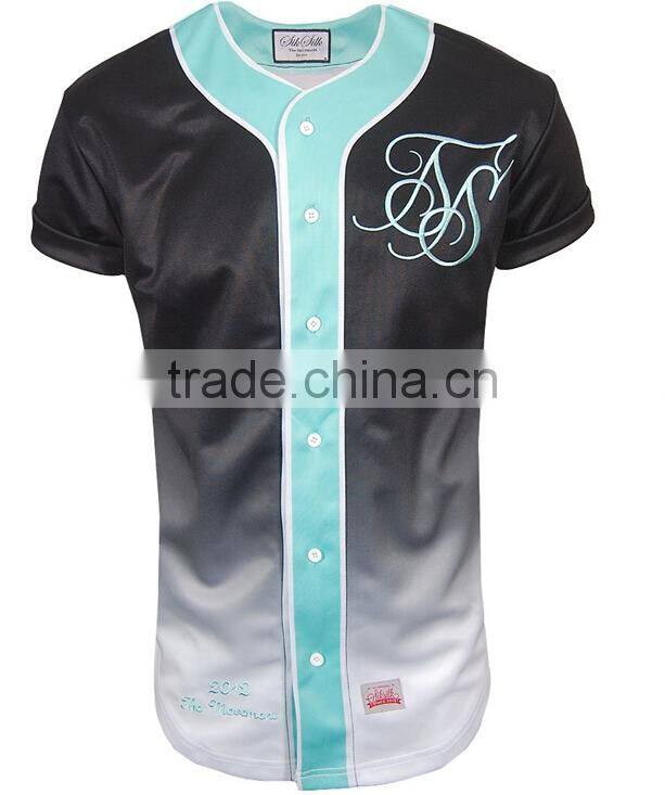 China manufacturer fashion design cheap wholesale plain baseball jerseys with sublimation printed all over body custom made