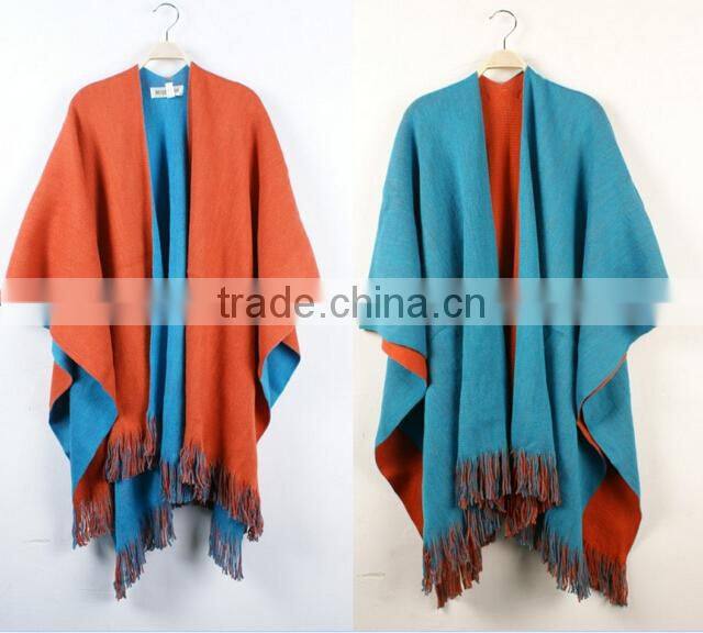 wholesale handmade black grey knitted wool poncho alpaca wool ponchos