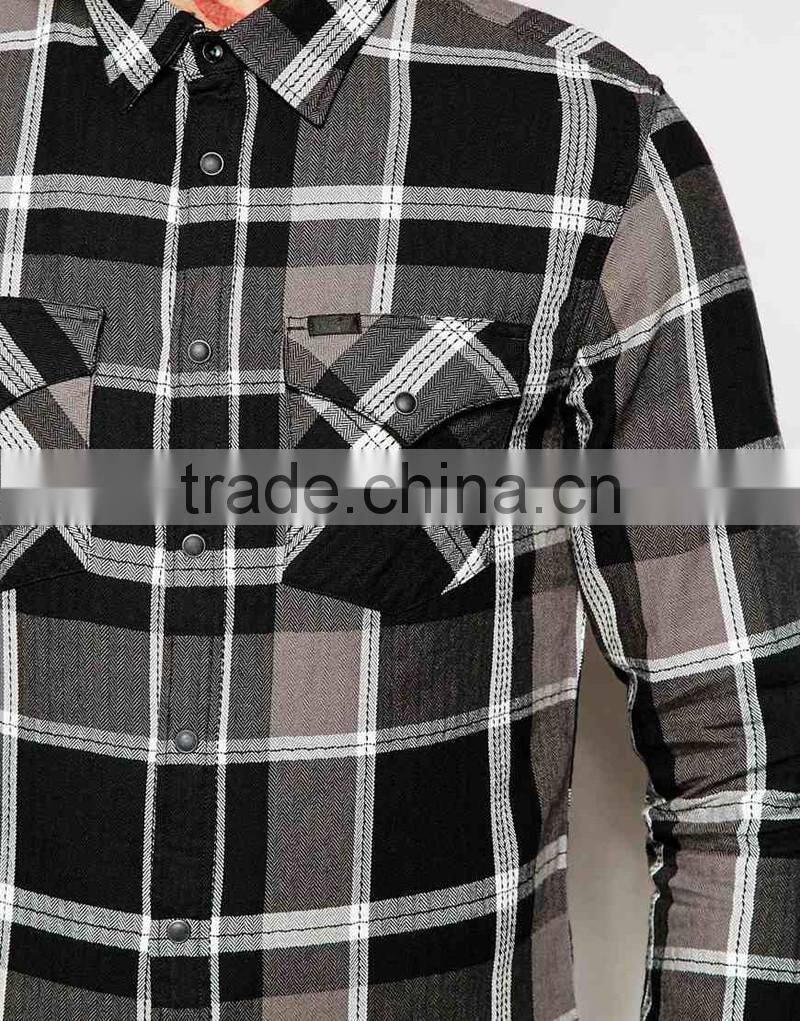 mens black and white check shirt in bulk