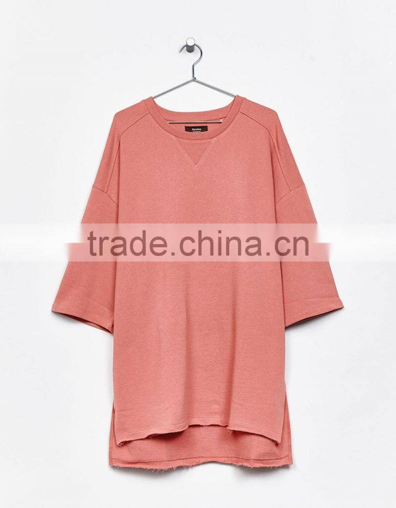 2017 custom latest half sleeve sweater,3/4 length sleeve knit oversized sweater