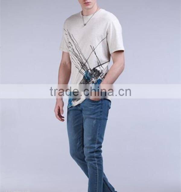 wash painting print SS Tee 100% cotton men T shirt