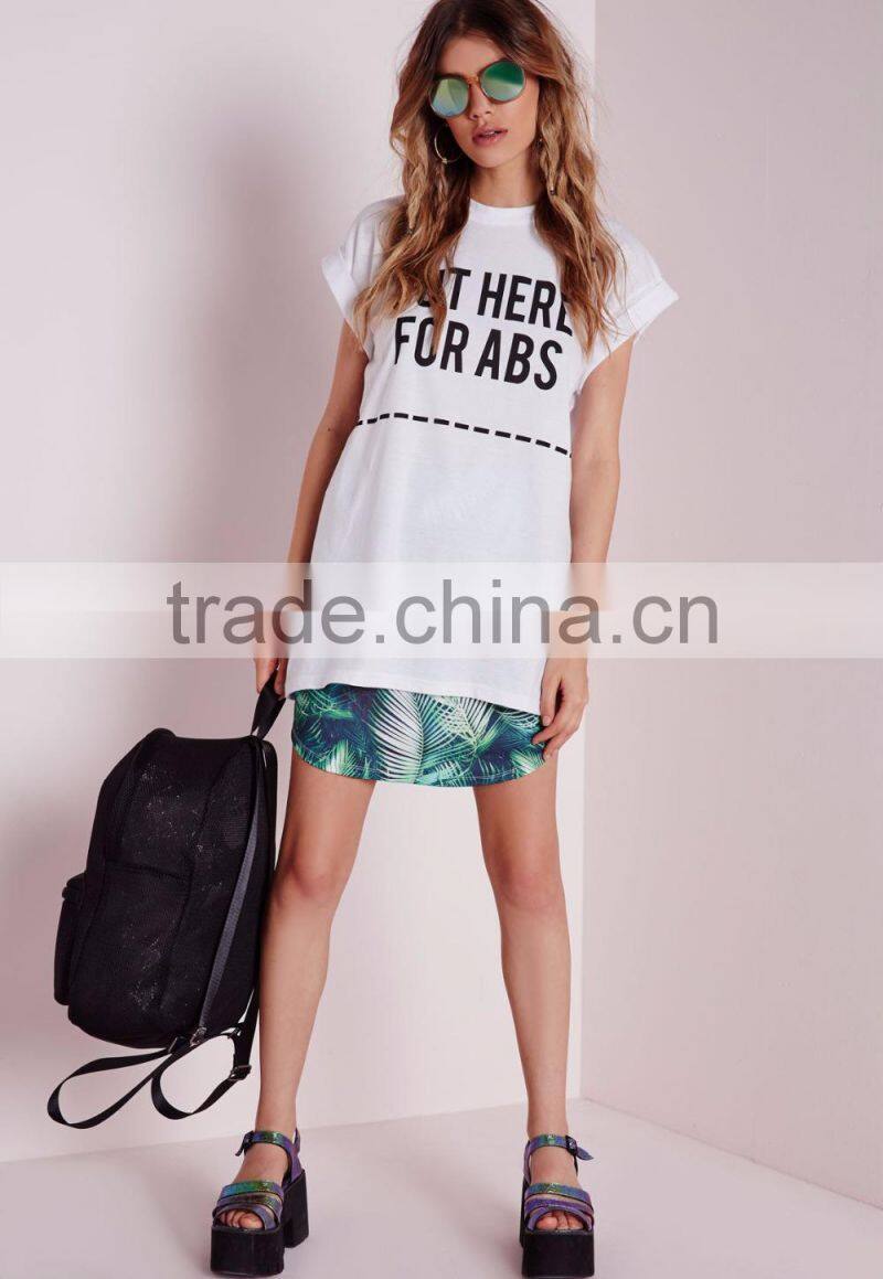Women custom rolled sleeves white t shirt,elongated t shirt wholesale china