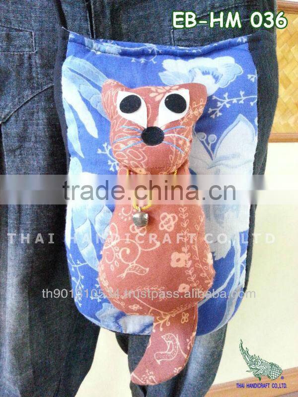 Thai Handmade shoulder bag Patchwork Fabric Cat Design