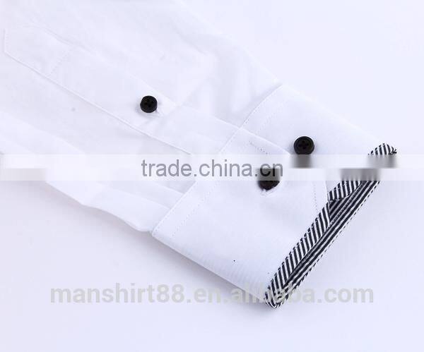 2017 OEM service contrast color double collar wrinkle free men casual dress shirt