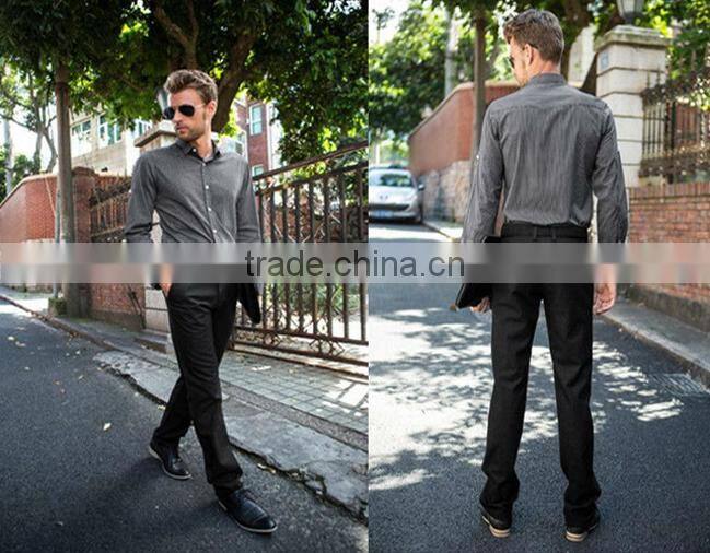 new men's 100% cotton black white striped long sleeve slim fit business shirt