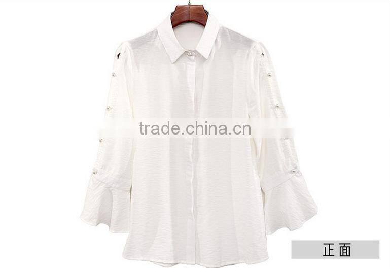 Cheap Woman 3/4 long sleeven white shirts summer 2017