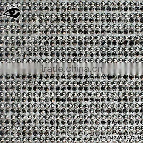 New design Hotfix rhinestone with pearl mesh iron on transfer hotfix rhinestone mesh pearl mesh for dress