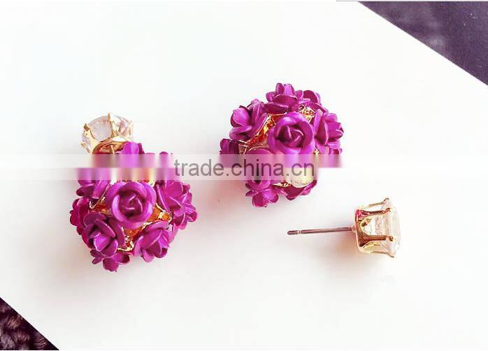ball-flower fashion diamond stone jewelry stud earrings