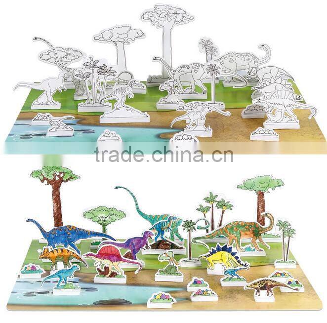 dinosaur park children educational painting toy 3d puzzle toys for kids