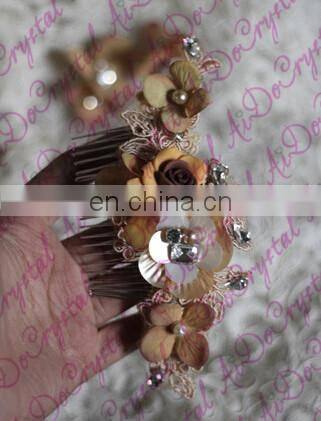 Aidocrystal champagne fashion party ladies rhinestone hair comb fascinators,bridal headpiece
