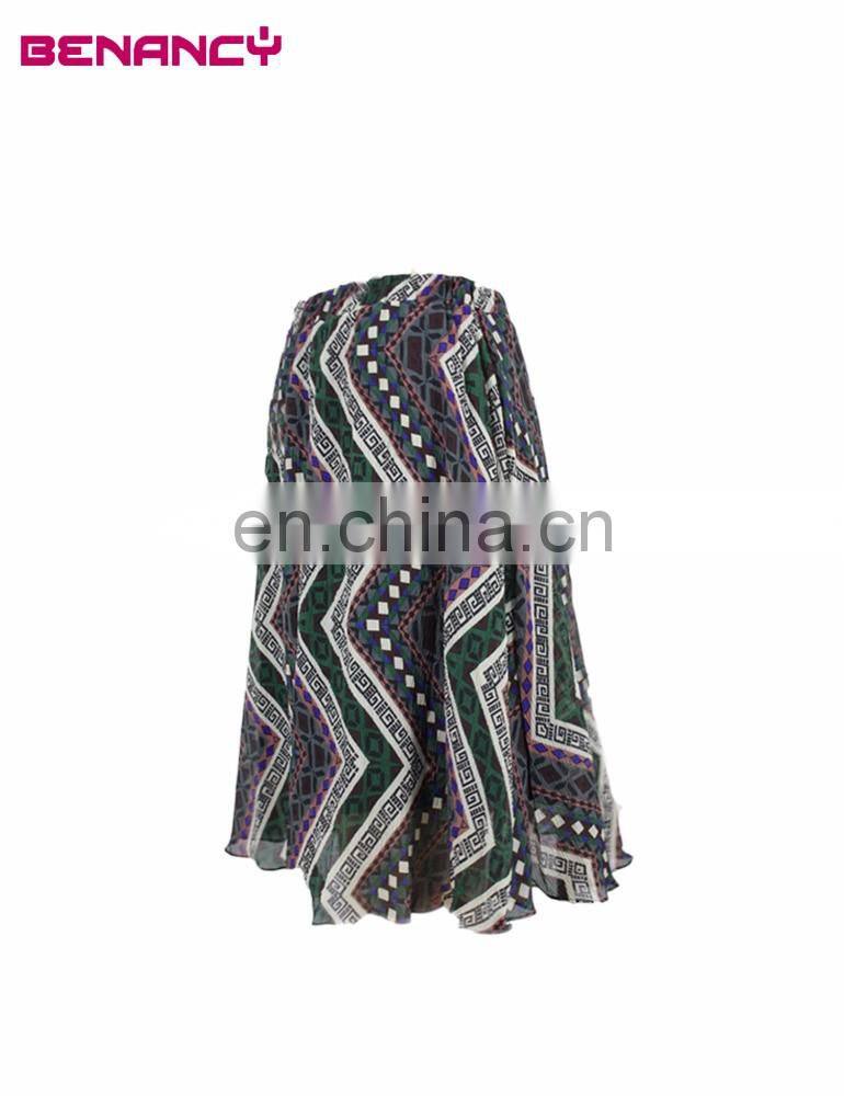Plisse Chiffon Zigzag Print Crepe Skirt Pleated Skirt Guangzhou