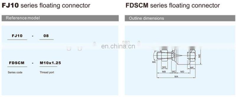 Cylinder accessories floating connector / universal joint