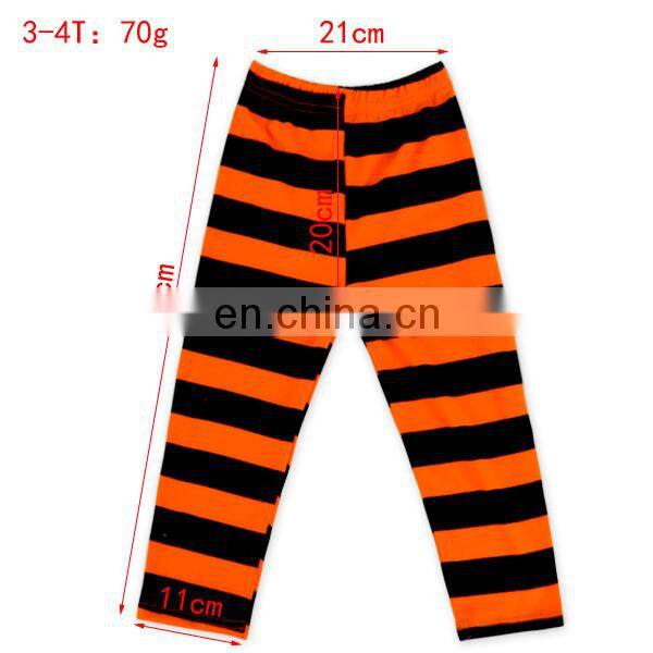 Girls boutique outfit cat printed double-deck Floral stripe Top and orange black stripe Trousers children sets