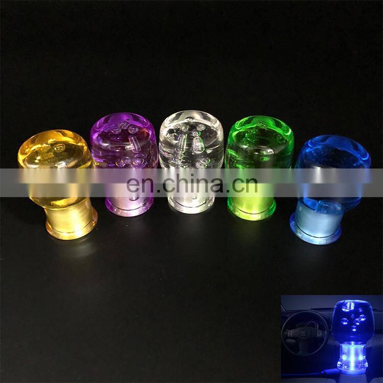 Round microphone crystal bubble car LED light luminous style shift lever knob crystal shift lever
