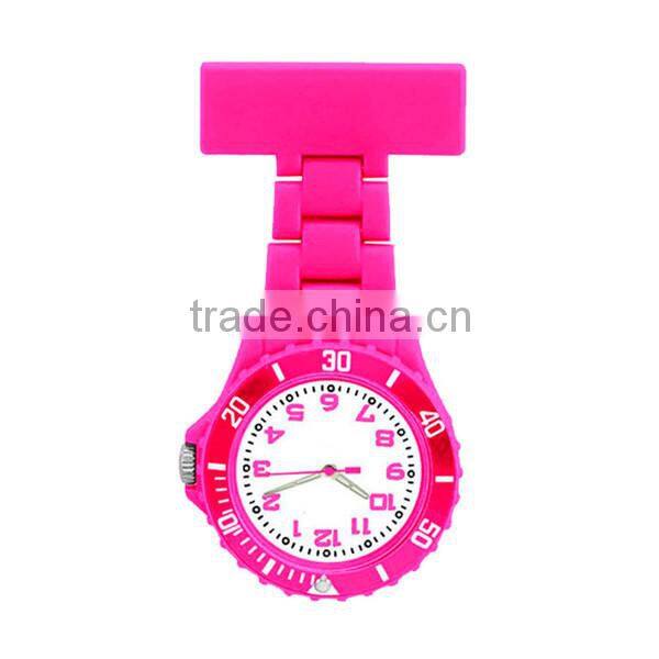 Round face rubber fob nurse watch with multiple colors, pin nurse watch, plastic nurse watch