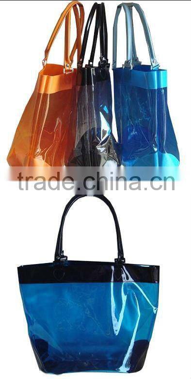 Handle pvc beach bag for towel swimsuit