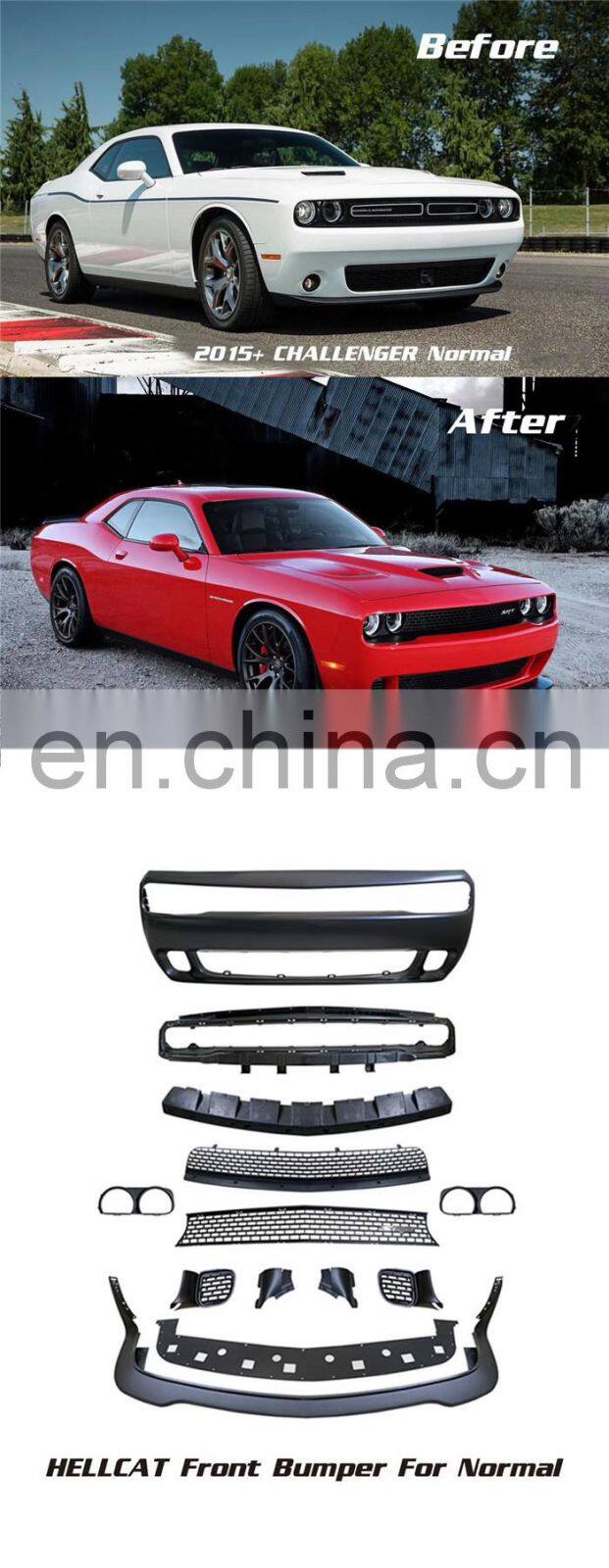 Runde Suitable For Dodge Challenger Upgrade Hellcat Front Bumper Wide Body Wheel Eyebrows Hole-opening Hood Original PP