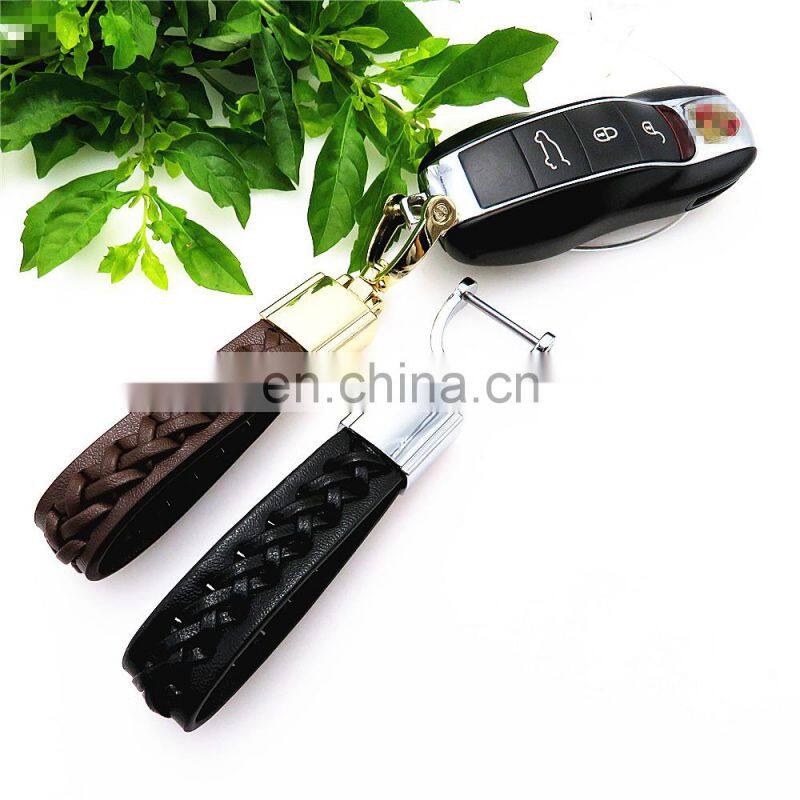 Silver Gold Style Simple Leather Key Chain Key Ring for Women And Man With Detachable Alloy Metal Rings