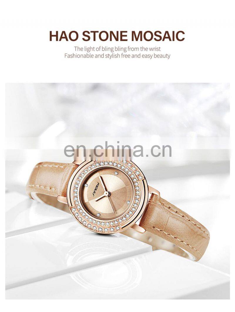 SINOBI Girls Leather Wristwatch S9841G Woman Gorgeous Watches OEM ODM Custom Logo Lady Watch Dazzling Hand Watch