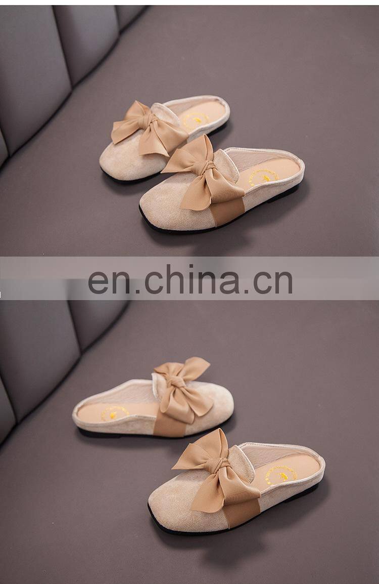 New Kids Slippers Girls Princess Spring Summer Casual Sandal Cute Bow Decorative Soft Leather Rubber Sole Baby Princess Shoes