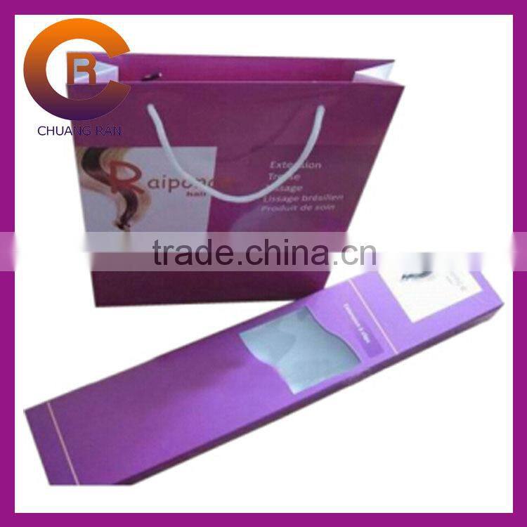 Full printed custom cheap drawer paper window boxes for hair extensions