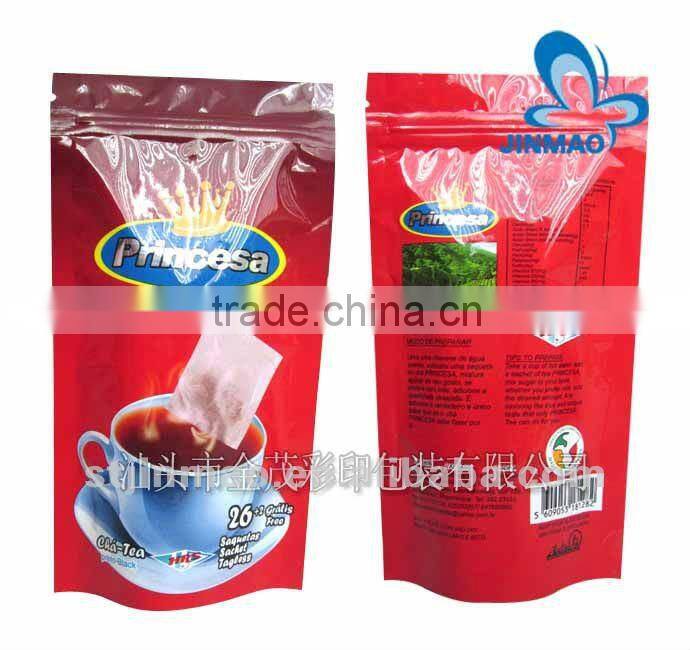 Custom printed plastic bags with flowers tea packaging