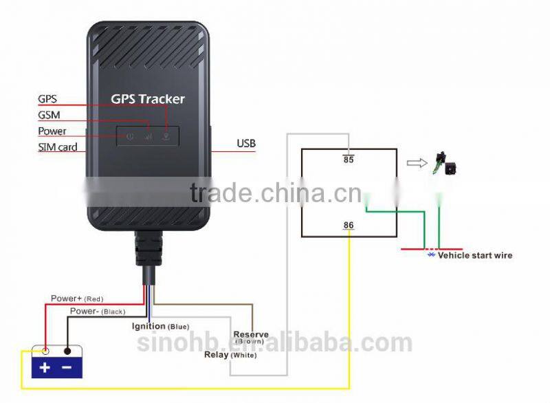 gps tracker remotely shut down vehicle hb-a5 relay/panic button/trace play back