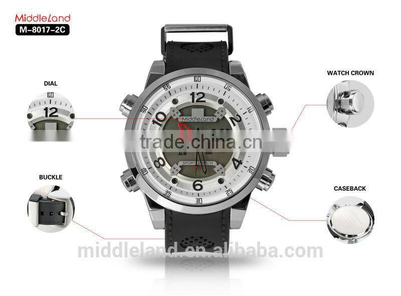 NEW!LED watch with leather band 2015 middleland show into market