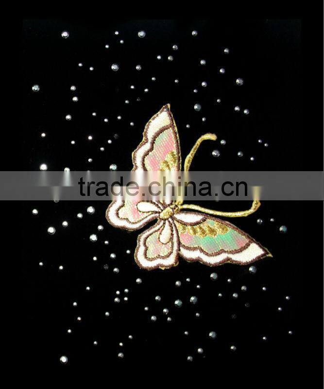 Butterfly shape iron on rhinestone transfer motif whoelsale