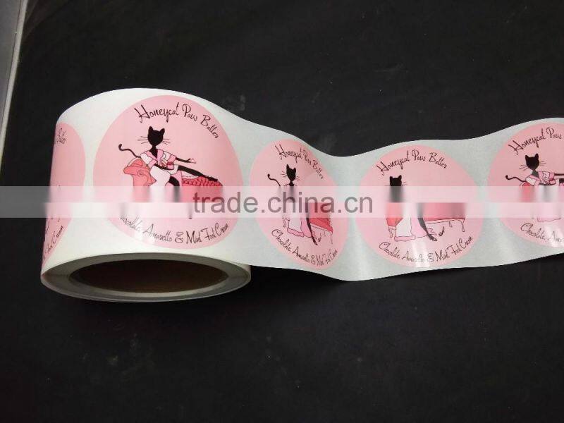 Daily care label adhesive label sticker - round pink stickers