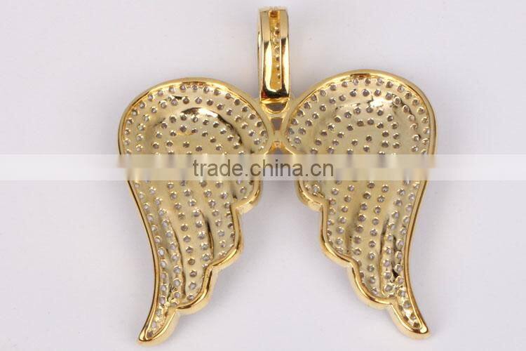 925 Sterling Silver Necklace Cz Angel Wing Religious Pendant Necklace