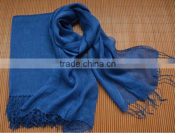 Wholesale Korean Japan Fashion Women Solid Color Plain Tassel France Linen Scarf Shawl
