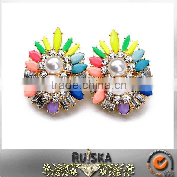 Gold Plating Colored Acrylic Stones Shourouk Earrings
